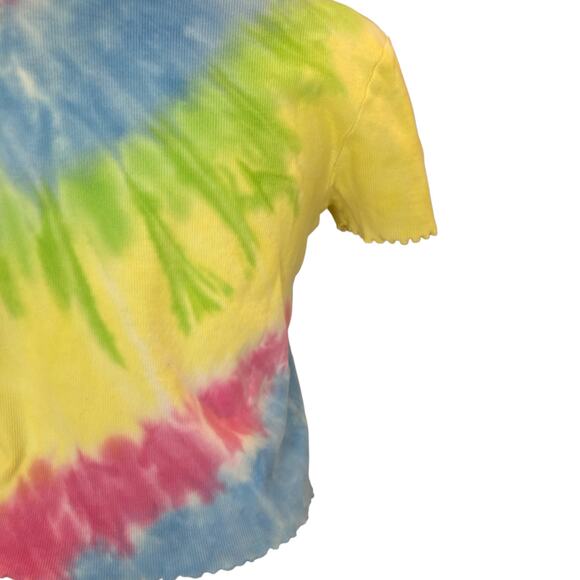 Vintage Y2K Pink Blue Rainbow Tie Dye Butterfly Embroidered Baby T shirt Sz - Picture 14 of 16